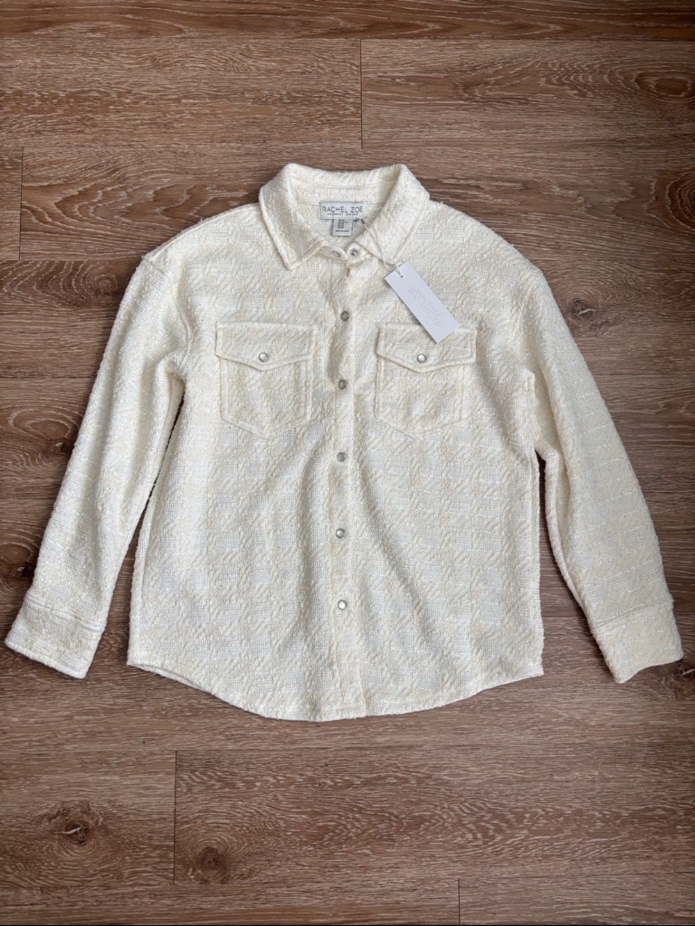 New! Rachel Zoe cream sparkle textured shirt jacket, XS